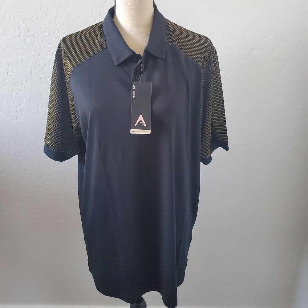 Antigua Large Black & Yellow Engage Polo